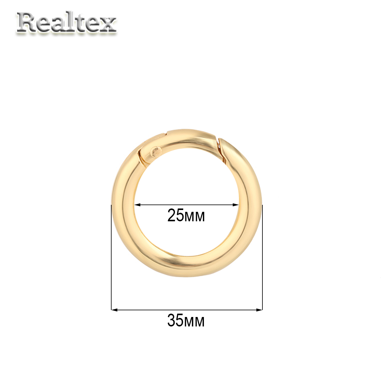 Карабин-кольцо Realtex d=35мм, внутр. d=25мм цв.золото