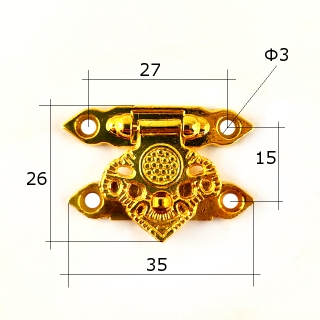 Замок для шкатулок декоративный D №3 37*25мм цв.золото