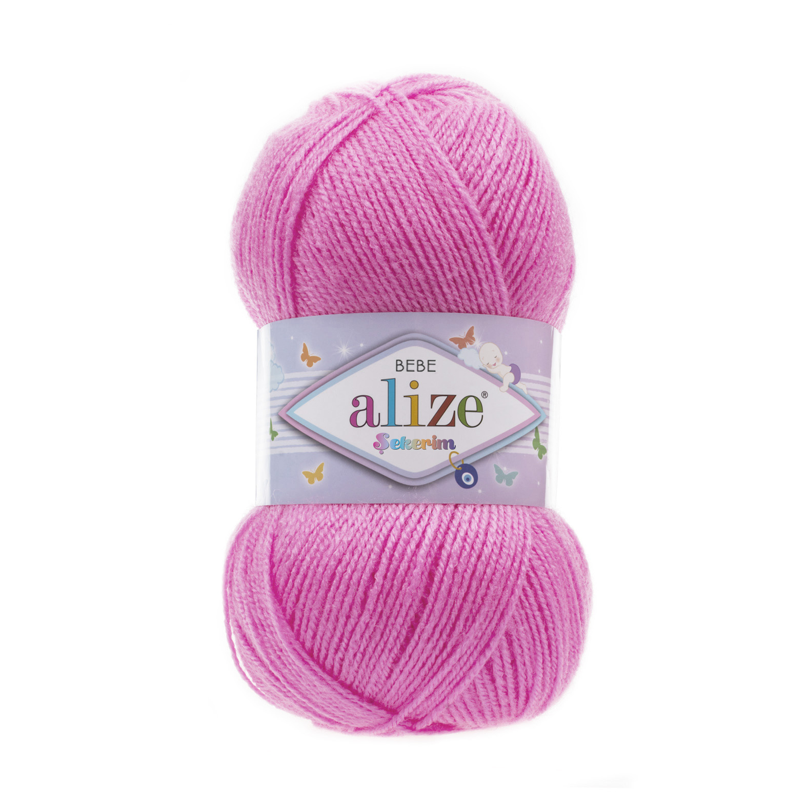 Пряжа Alize "Sekerim Bebe" (0,5кг) цв.157 розовый неон