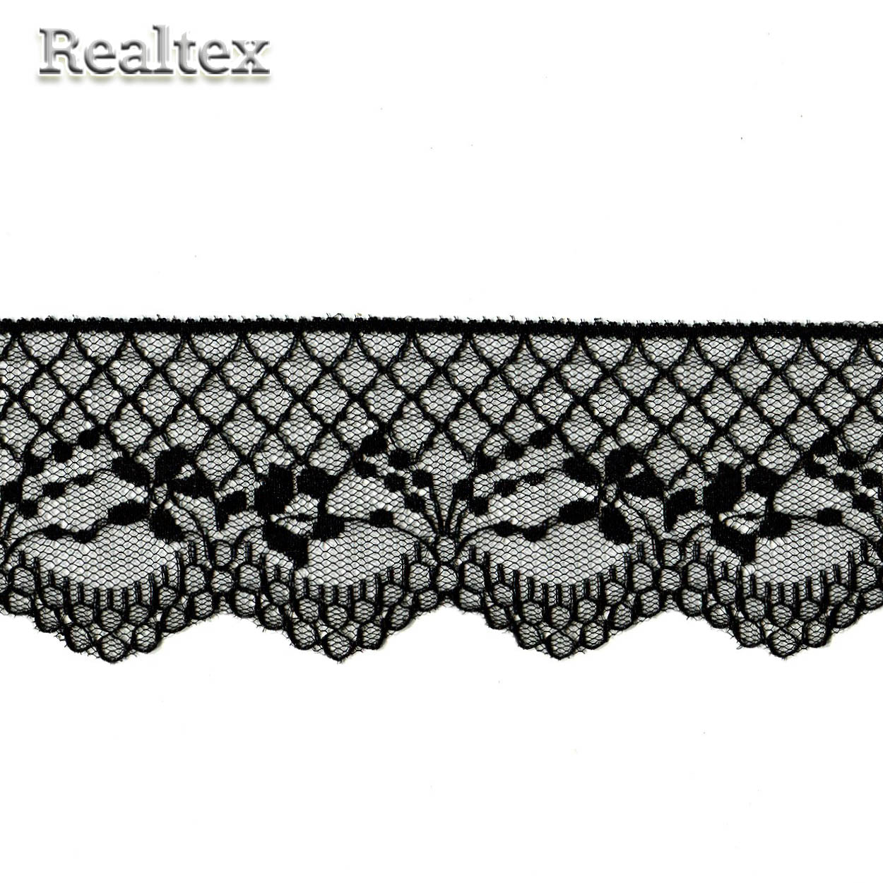 Кружево капроновое Realtex  60мм SC 9609 (25м) цв.черный