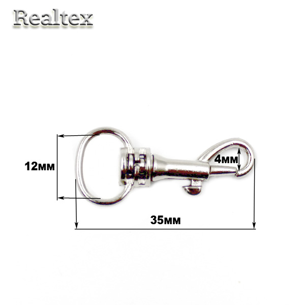  Карабин Realtex LD-123 35*12мм (25шт) цв.никель