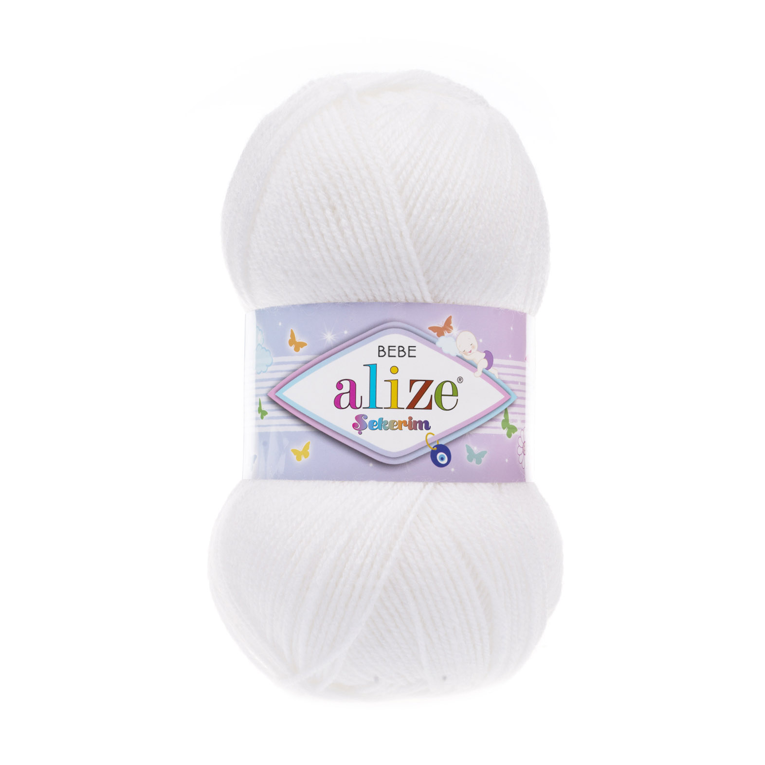 Пряжа Alize "Sekerim Bebe" (0,5кг) цв.белый 55 