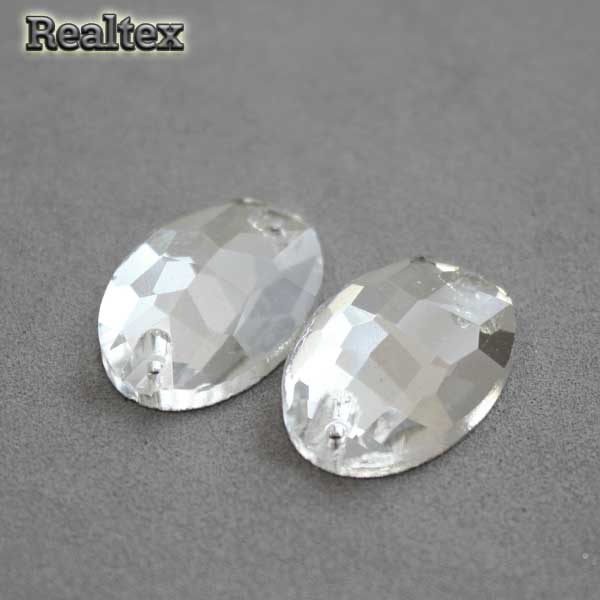 Стразы пришивные стекло овал 11*16мм Realtex цв.01 Crystal