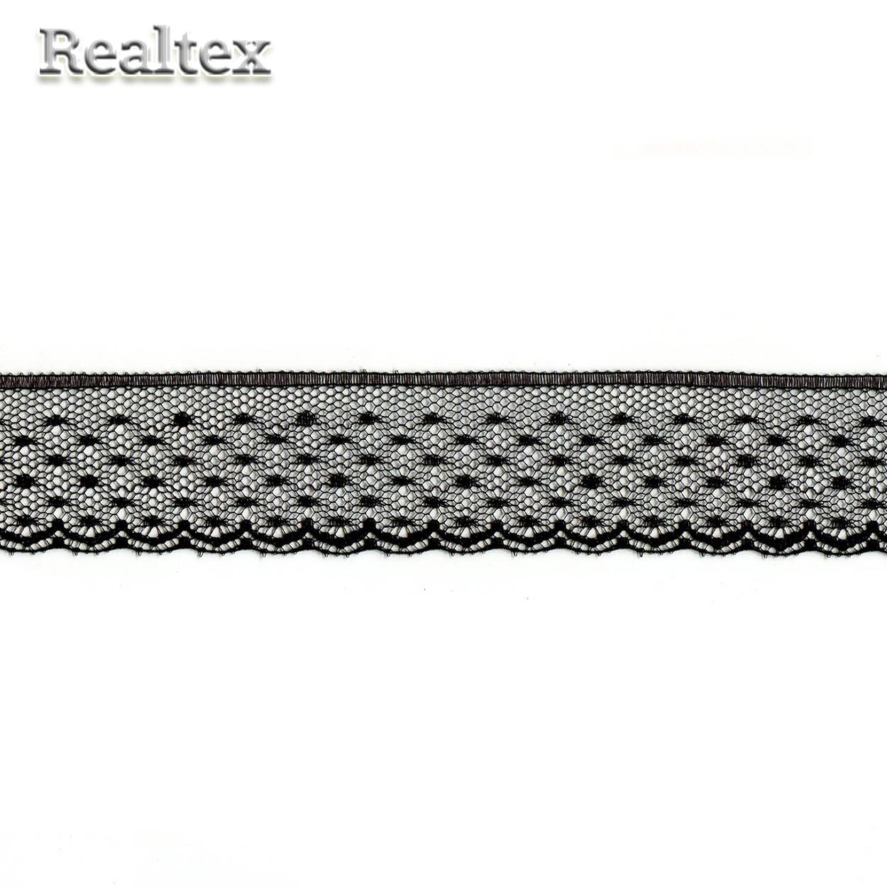 Кружево капроновое Realtex  35мм SC 608 (25м) цв.черный