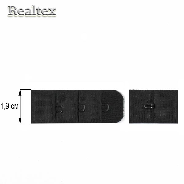 Застежка-крючки  Realtex 3х1 1,9см цв.черный