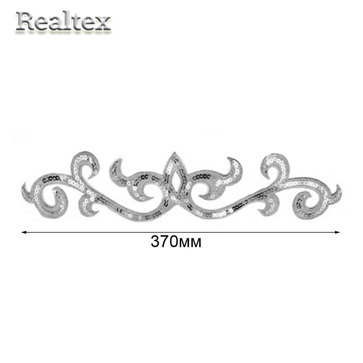 Термоаппликации орнамент с пайетками Realtex R-8612 цв.серебро