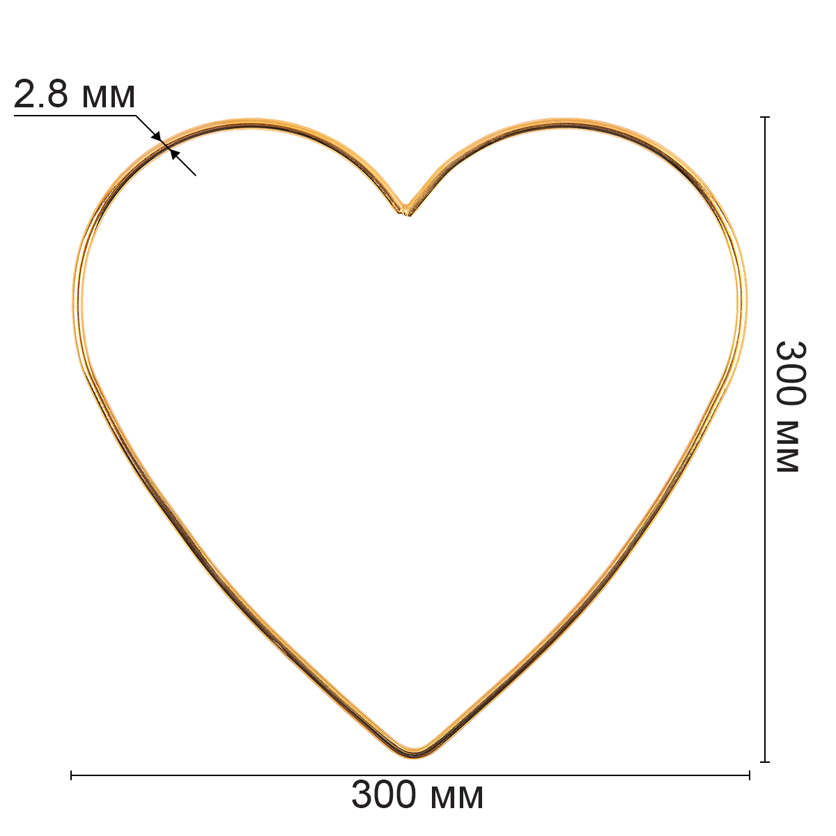 Каркас для макраме RKH-030 "Сердце" металл цв.золото