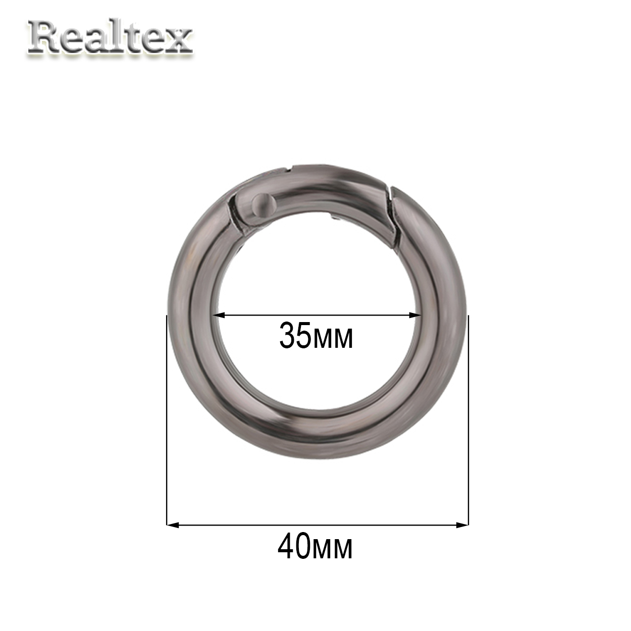 Карабин-кольцо Realtex d=40мм, внутр. d=35мм цв.черный никель