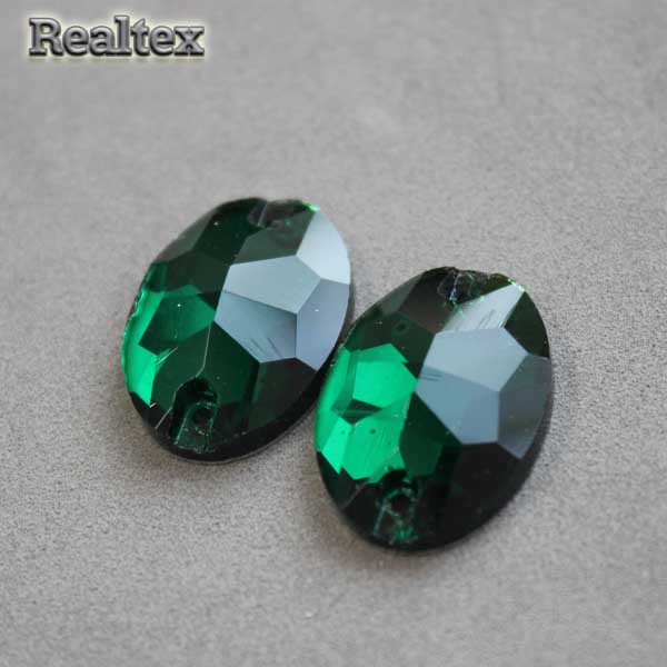 Стразы пришивные стекло овал 11*16мм Realtex цв.05 Dark Green