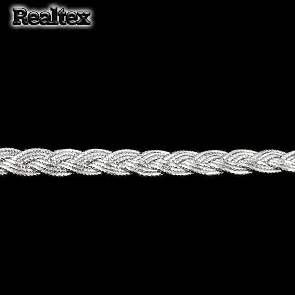 Тесьма Realtex металлизированная 9мм (косичка) (22.5м) цв.серебро