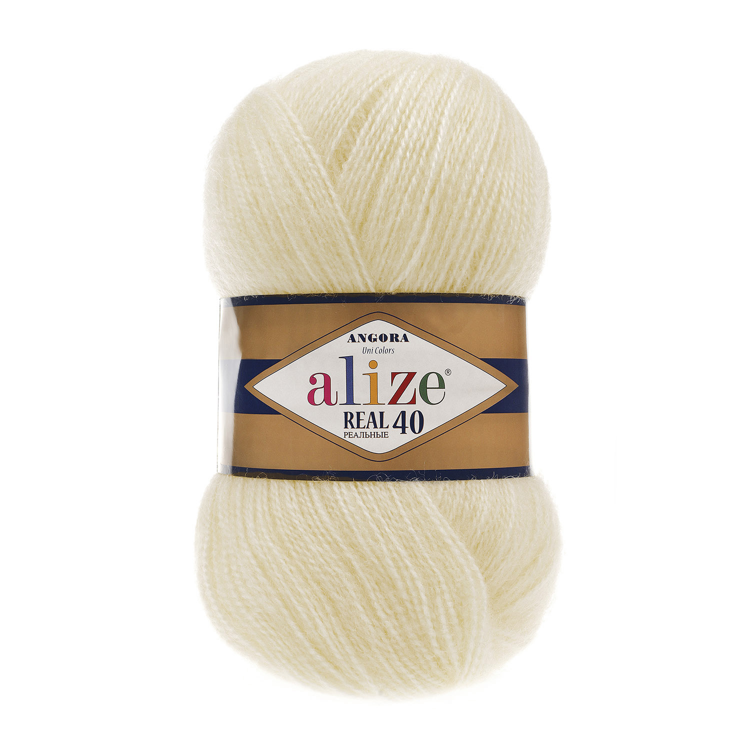 Пряжа Alize "Angora Real 40" (0,5кг) цв.001 кремовый