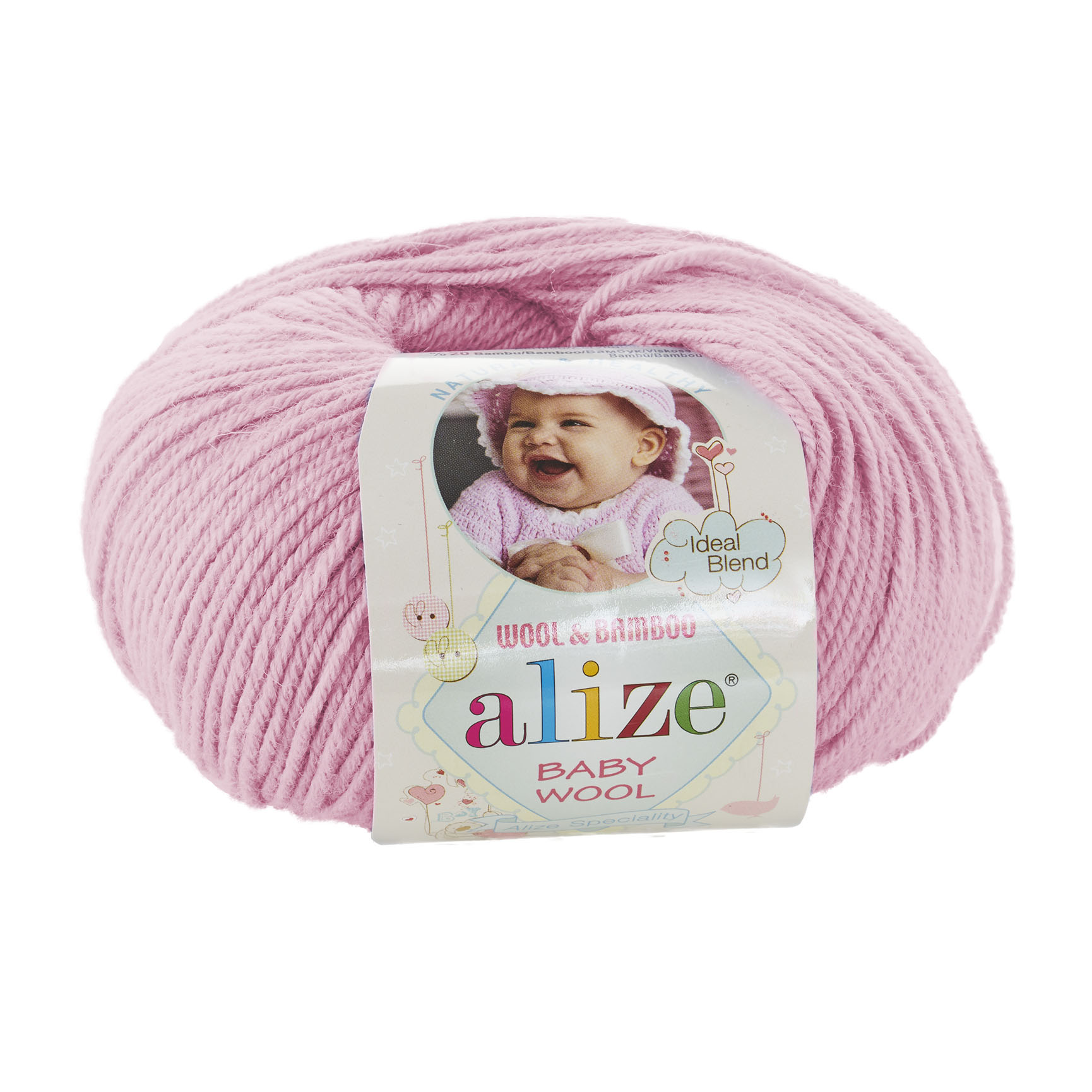 Пряжа Alize "Baby Wool" (0,5кг) цв.185 св.розовый