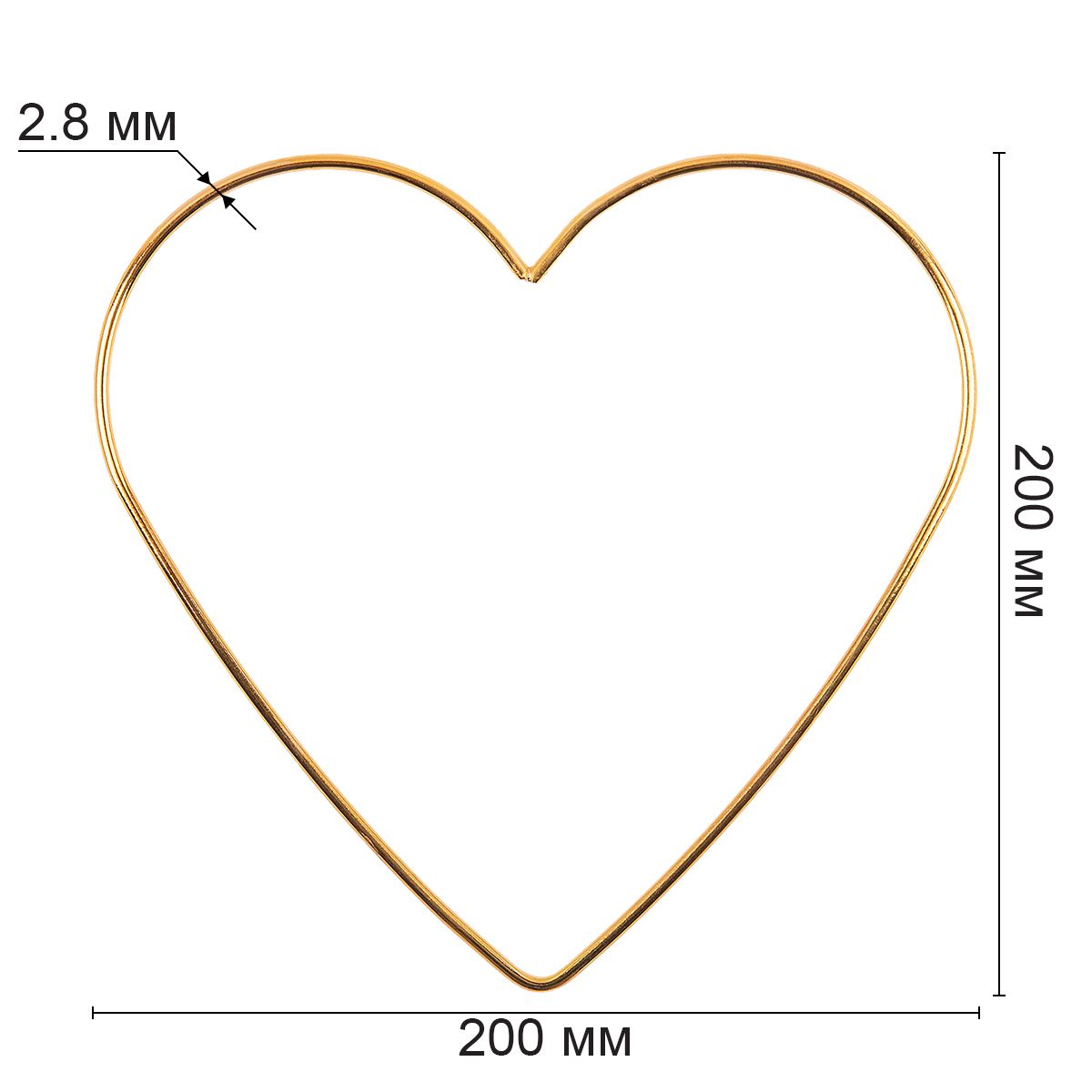 Каркас для макраме RKH-020 "Сердце" металл цв.золото