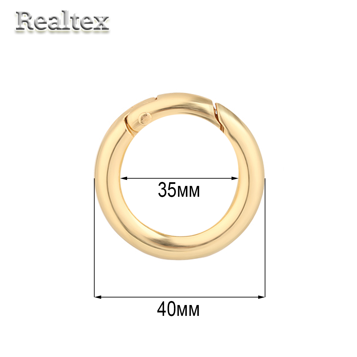 Карабин-кольцо Realtex d=40мм, внутр. d=35мм цв.золото