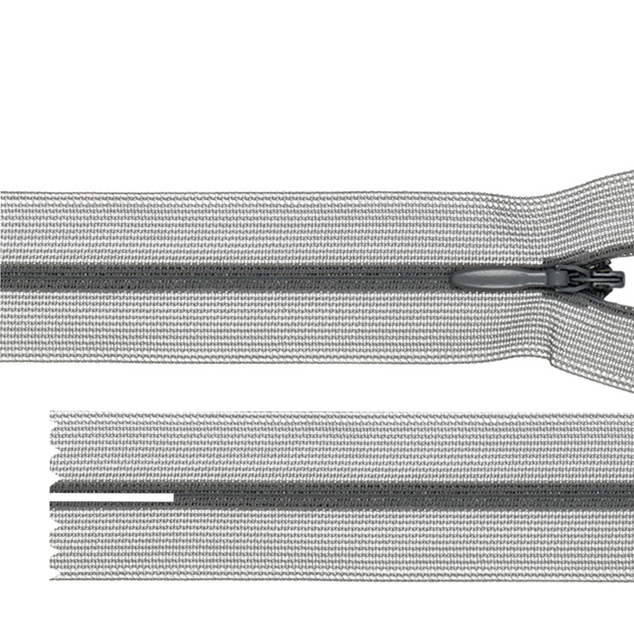 Молния потайная G010S на сетчатой тесьме 50см цв.304 серый