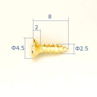 Шуруп декоративный D 2,5*8мм цв.золото