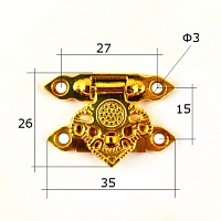 Замок для шкатулок декоративный D №3 37*25мм цв.золото