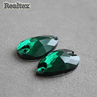 Стразы пришивные стекло капля 10,5*18мм Realtex цв.05 Dark Green