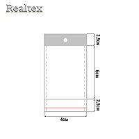 Пакеты упаковочные Realtex со скотч клапаном, подвесом и перфорацией 4*6см (200шт)