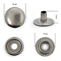 Кнопка кольцо 15мм № 61 "TBY" (720шт) цв.никель 