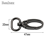 Карабин Realtex 20мм (10шт) цв.полированный черный никель