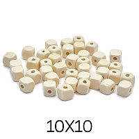 Бусины декоративные деревянные "Куб" неокрашенные 10*10мм (40шт)
