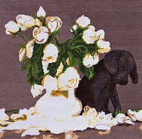 Наборы для вышивания Hobby&Pro 695 "Щенок и розы"