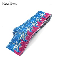 Тесьма термоклеевая 52215 80мм цв.бирюза/розовый