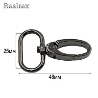 Карабин Realtex 25мм (10шт) цв.полированный черный никель