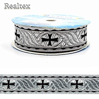 Галун православный 25мм TRJ-67 (10м) цв.серебро/чёрный