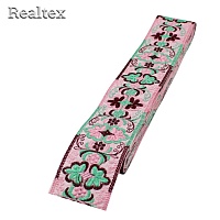 Тесьма термоклеевая 52228 50мм цв.розовый/салат