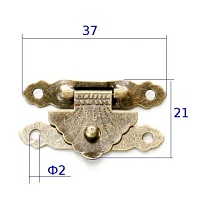 Замок для шкатулок декоративный DA-022 37*21мм цв.бронза