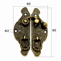 Замок для шкатулок декоративный DA-088 60*60мм цв.бронза