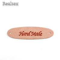 Бирка пришивная замша Realtex №04 "HandMade" цв.пудровый