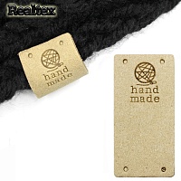 Бирка пришивная замша Realtex №05 "HandMade" цв.бежевый
