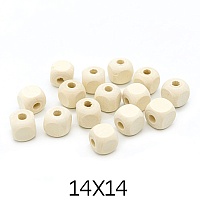 Бусины декоративные деревянные "Куб" неокрашенные 14*14мм (15шт)