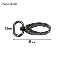 Карабин Realtex 15мм (10шт) цв.полированный черный никель