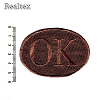  Термоаппликации Realtex "OK" 7,5*5,5см цв.коричневый